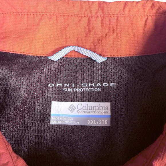 Columbia Mens Omni Shade Sun Protection Long Sleeve Sunset Red Orange XXL TG - Picture 6 of 8